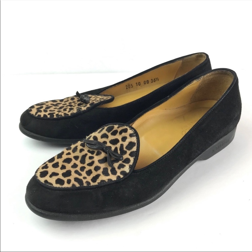 A Testoni | Italian Cheetah Suede Calf Hair Loafer 6